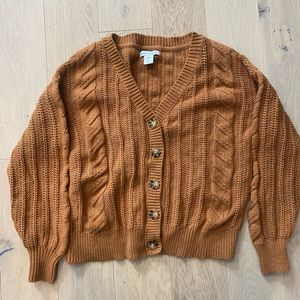 Cupcakes & cashmere Pumpkin Spice Knit Sweater Cardigan Size Womens Large NWT